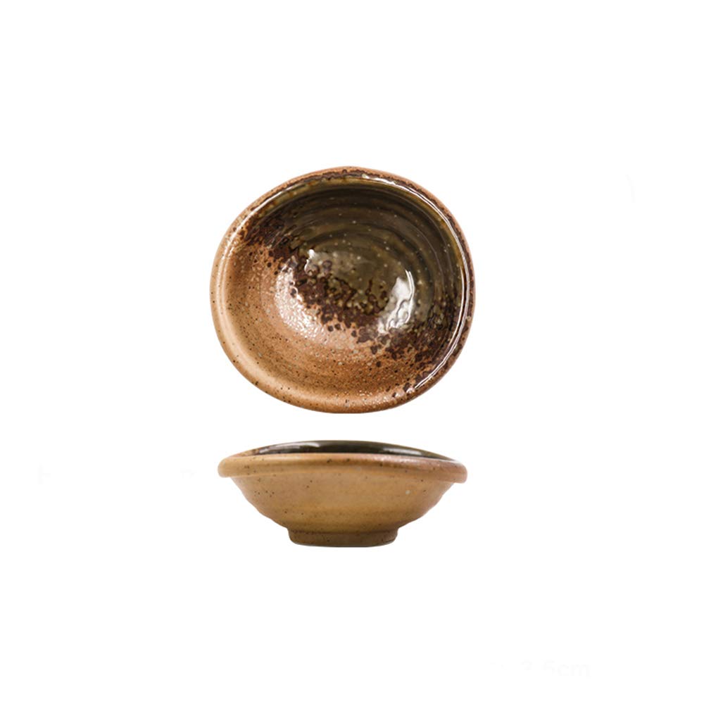 3.5 Inch Simple Style Porcelain Side Dish Bowls - Set of 5 Brown Soy Sauce Dishes for Sushi, Dumplings & Seasoning - Multipurpose Small Serving Bowls for Asian Cuisine, Restaurants & Home Dining