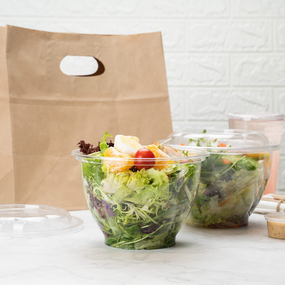 Restaurantware Thermo Tek 48oz Disposable Salad Bowls - 500 Pack Round Deli Containers | Crack & Leak-Proof Clear Plastic Food Storage Bowls for Cold Foods | Eco-Friendly | Lids Sold Separately | Perfect for Catering, Takeout & Meal Prep