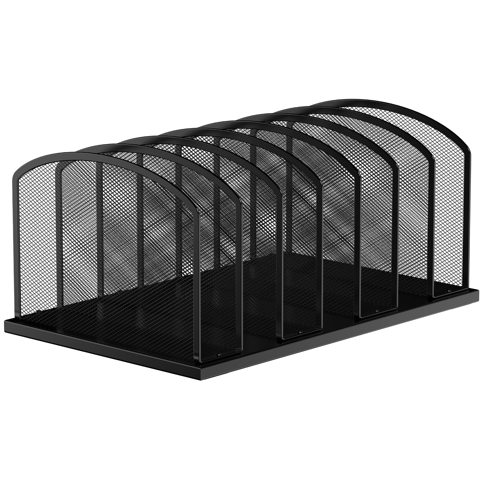 7-Section Mesh Desk File Organizer - Upright File Sorter for Office, Home & Classroom | Black (1 Pack) | Perfect for Organizing Documents, Bills, and Office Supplies on Your Desk