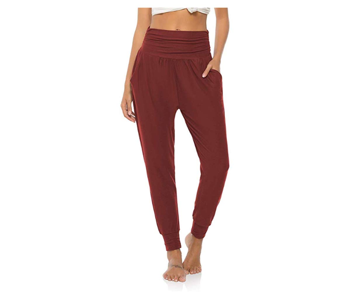 JCQSHIO Women's High Waist Elastic Yoga Pants - Loose Fit Workout Joggers, Comfortable Lounge Sweatpants with Pockets for Running, Gym, Travel & Home Relaxation