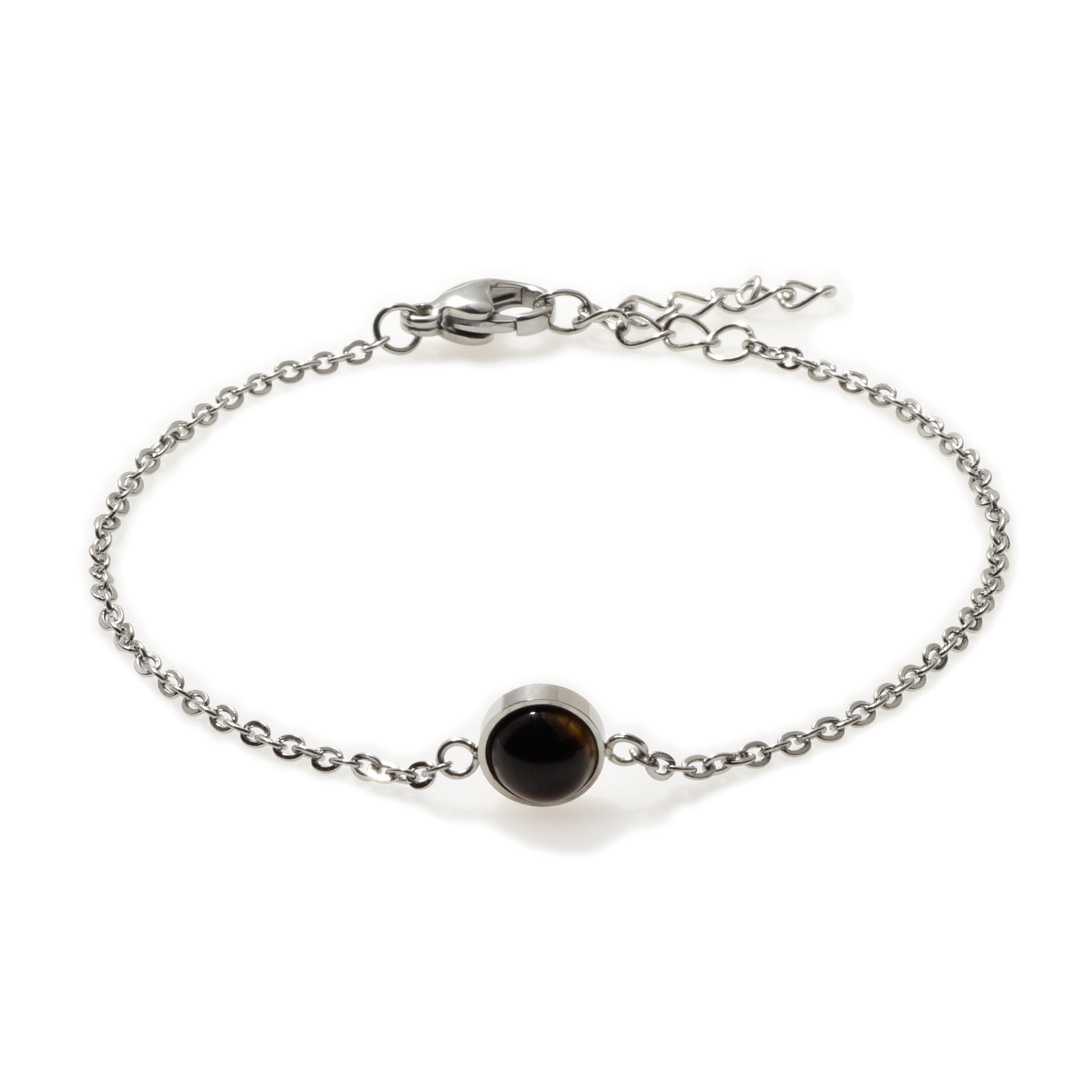 Natural Tiger Eye Stone Solitaire Silver Bracelet for Women - Elegant Handmade Jewelry for Everyday Wear & Special Occasions