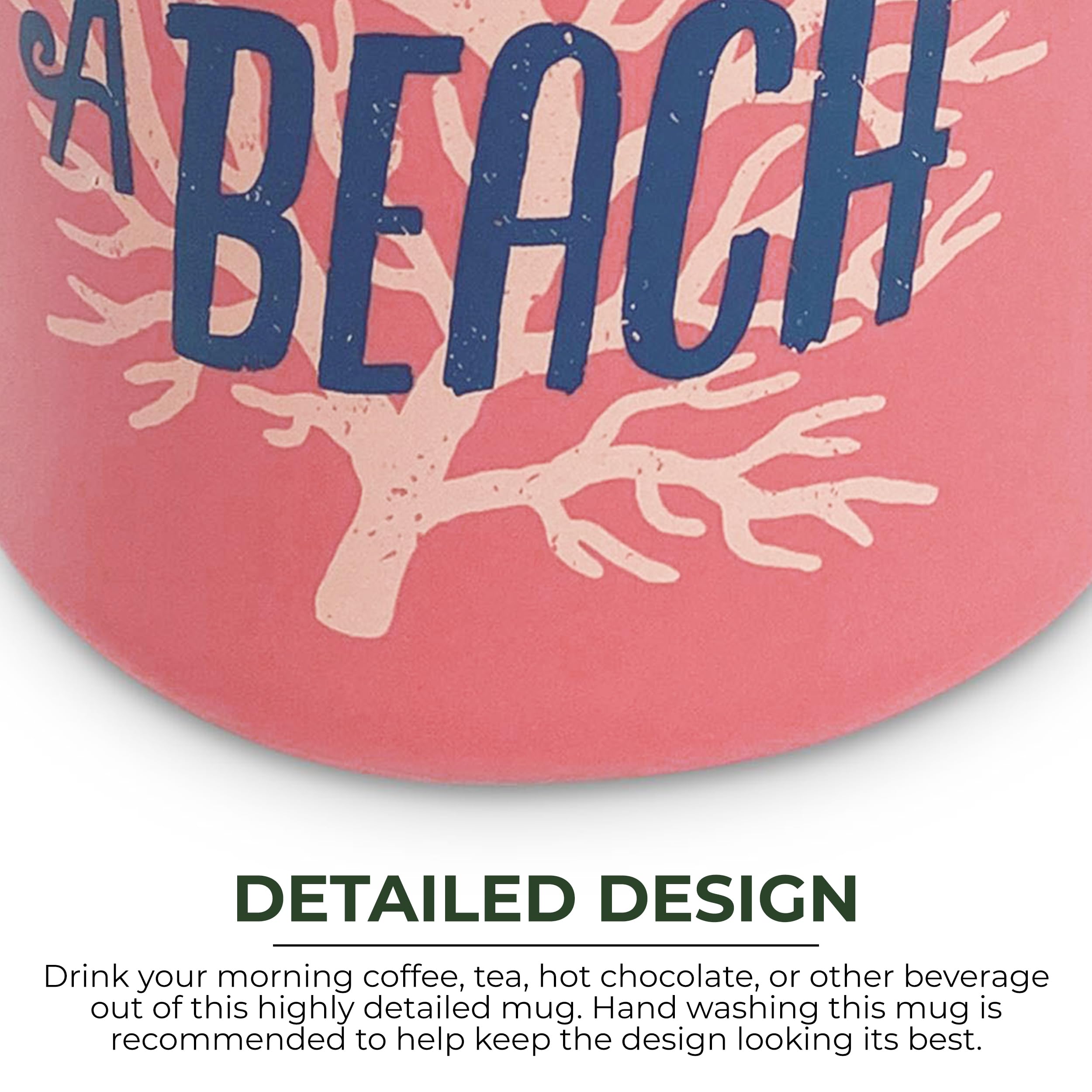 Rivers Edge Products 16 Oz Seashell Ceramic Coffee Mug with Handle - Coral Beach-Themed Espresso & Tea Cup - Perfect for Home, Office, Beach Vacations & Gift Giving