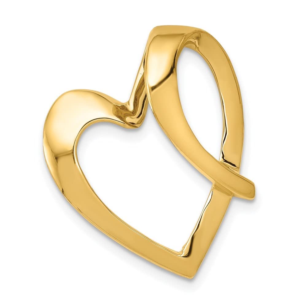 14K Yellow Gold Heart Slide Pendant Necklace for Women - 25mm x 20mm Dainty Fine Jewelry - Perfect for Valentine's Day, Anniversary Gifts & Everyday Elegance