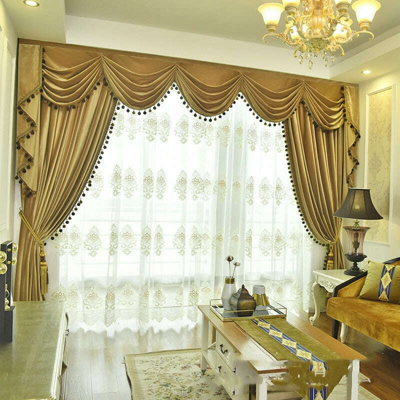Luxury Gold Velvet Thermal Insulated Curtains - Yellow Gold | Energy Efficient Blackout Drapes for Living Room & Bedroom | Noise Reducing & Temperature Control Window Treatments
