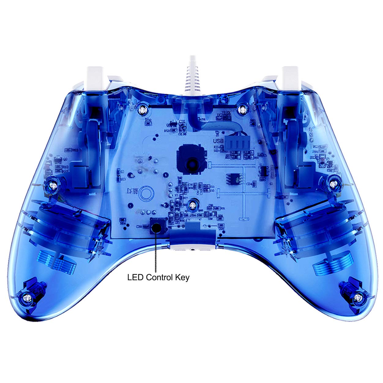 Upgraded Wired Xbox 360 Controller with LED - PC & Xbox 360 Compatible for Gaming (Blue)