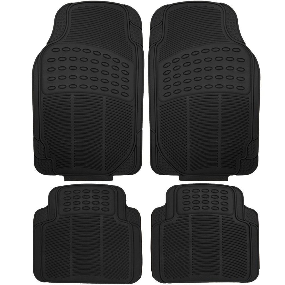 Premium Heavy Duty Rubber Floor Mats for Trucks, Sedans & SUVs - All Weather Protection, Non-Slip Design (Black) - Perfect for Off-Road, Daily Commute & Family Road Trips