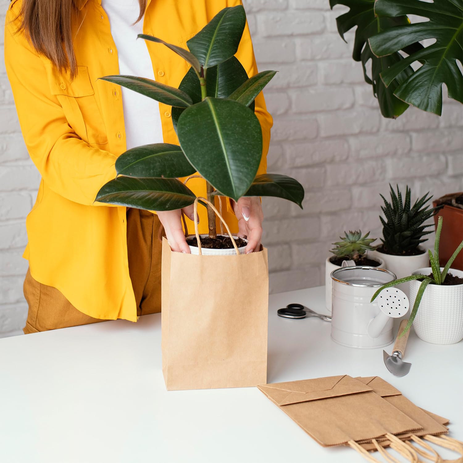Rosmonde 400 Pack Brown Kraft Bags with Handles - Biodegradable & Heavy Duty for Retail & Gifts