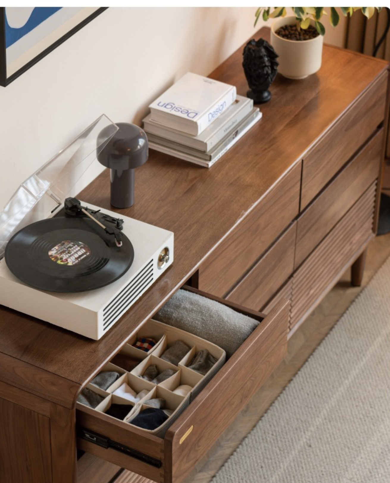 Black Walnut Solid Wood Wall Storage Drawer - Handcrafted Organizer for Bedroom, Bathroom & Entryway | Rustic Home Decor