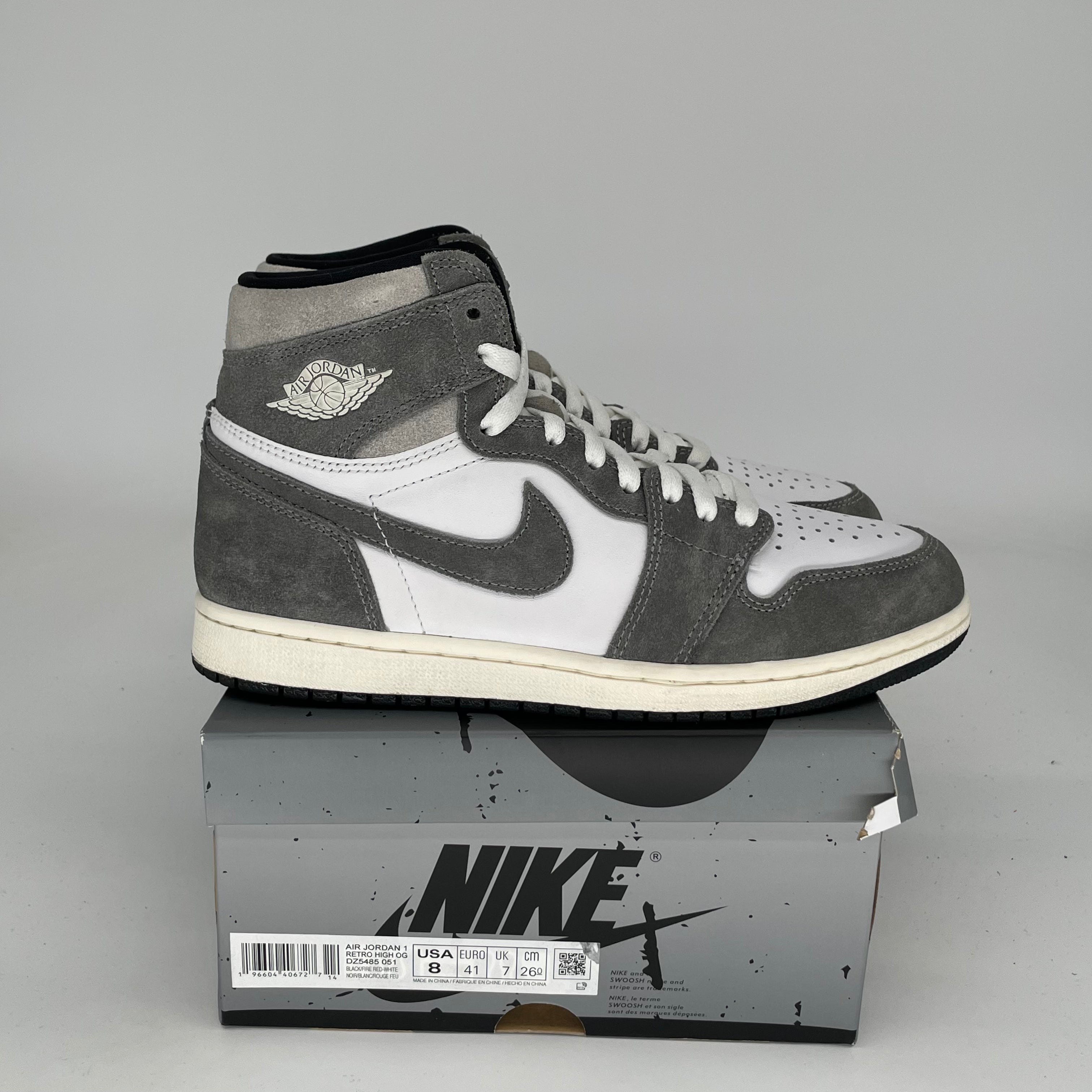Original Air Jordan 1 Washed Black Men's Basketball Shoes Size 8 (DZ5485-051) - Retro High Tops for Sneaker Collectors & Streetwear Fashion