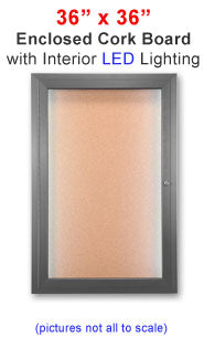 36x36 Outdoor LED Lighted Enclosed Cork Bulletin Board with Single Door - Waterproof Notice Board for Schools, Offices & Patios - Perfect for Announcements, Schedules & Event Displays