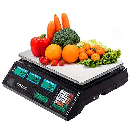 **Bonnlo 40KG Digital Commercial Scale with LCD Display - 88LB Stainless Steel Weighing Platform for Food, Fruit, Vegetables, Meat - Perfect for Kitchen, Market, Grocery Store & Retail Use (Black)**