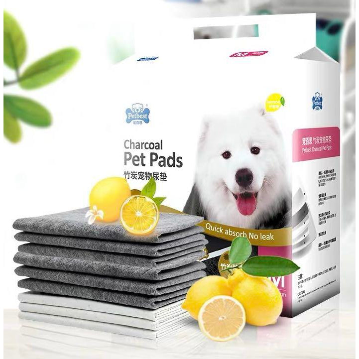 PETBEST Lemon & Charcoal Scented Dog Pee Pads - Ultra Absorbent, Leak Proof Puppy Training Pads (S/M/L/XL) - Ideal for Housebreaking, Crate Training & Senior Dogs with Incontinence