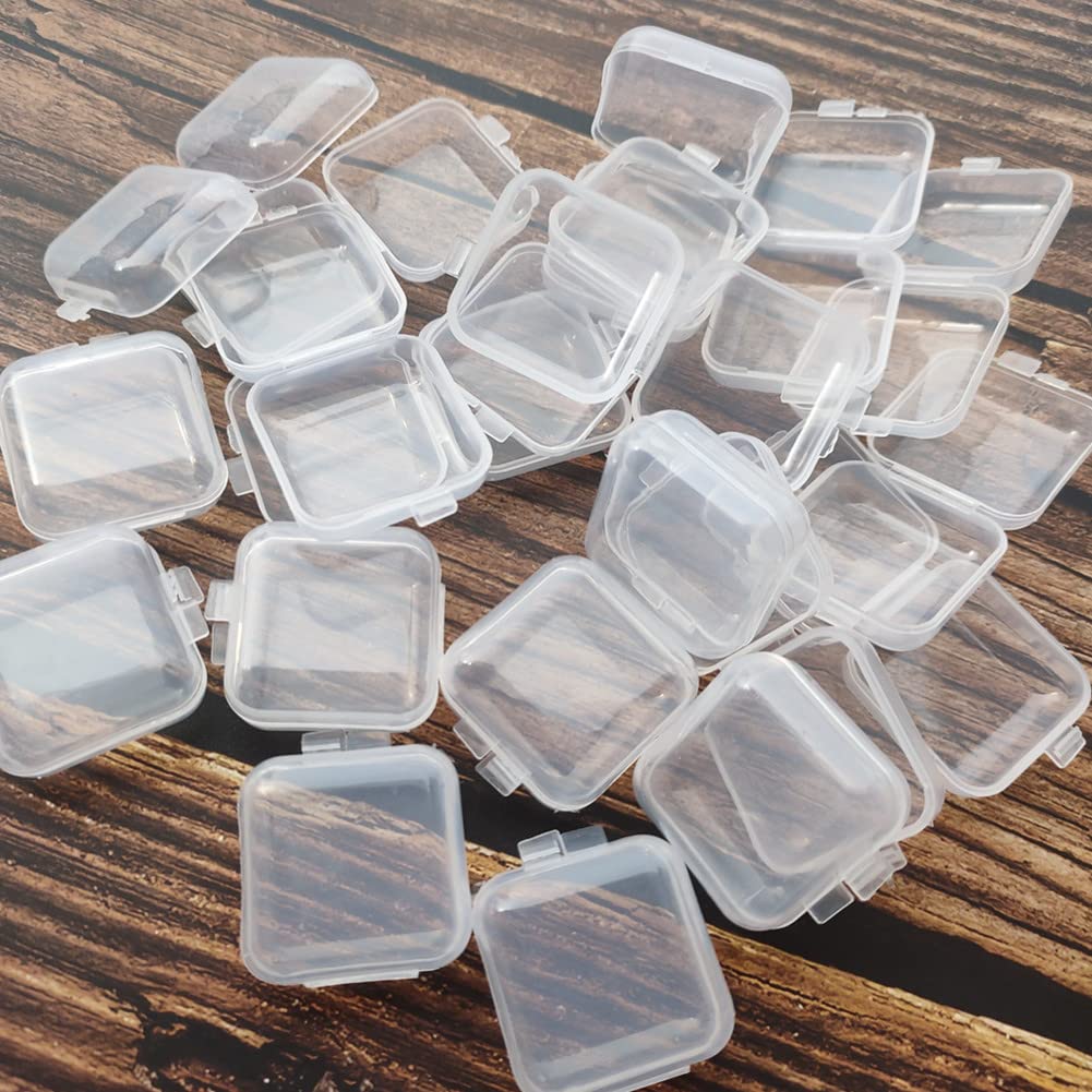20 Pack Clear Plastic Jewelry Storage Boxes with Lids - Small Square Organizer for Earrings, Pills, Beads & Crafts | Perfect for DIY Projects, Travel & Home Organization