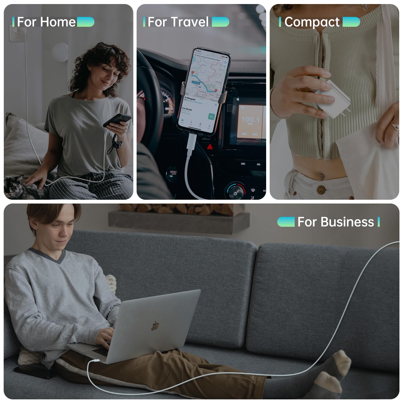 MFi Certified iPhone Fast Charger 20W PD USB C Wall Charger with 6FT & 10FT Cable - Compatible with iPhone 14 Pro/13 Pro/12/12 Pro Max/11 Pro Max/XS Max/XS/XR/X/8 - Fast Charging Adapter for Home, Office, Travel & Car Use