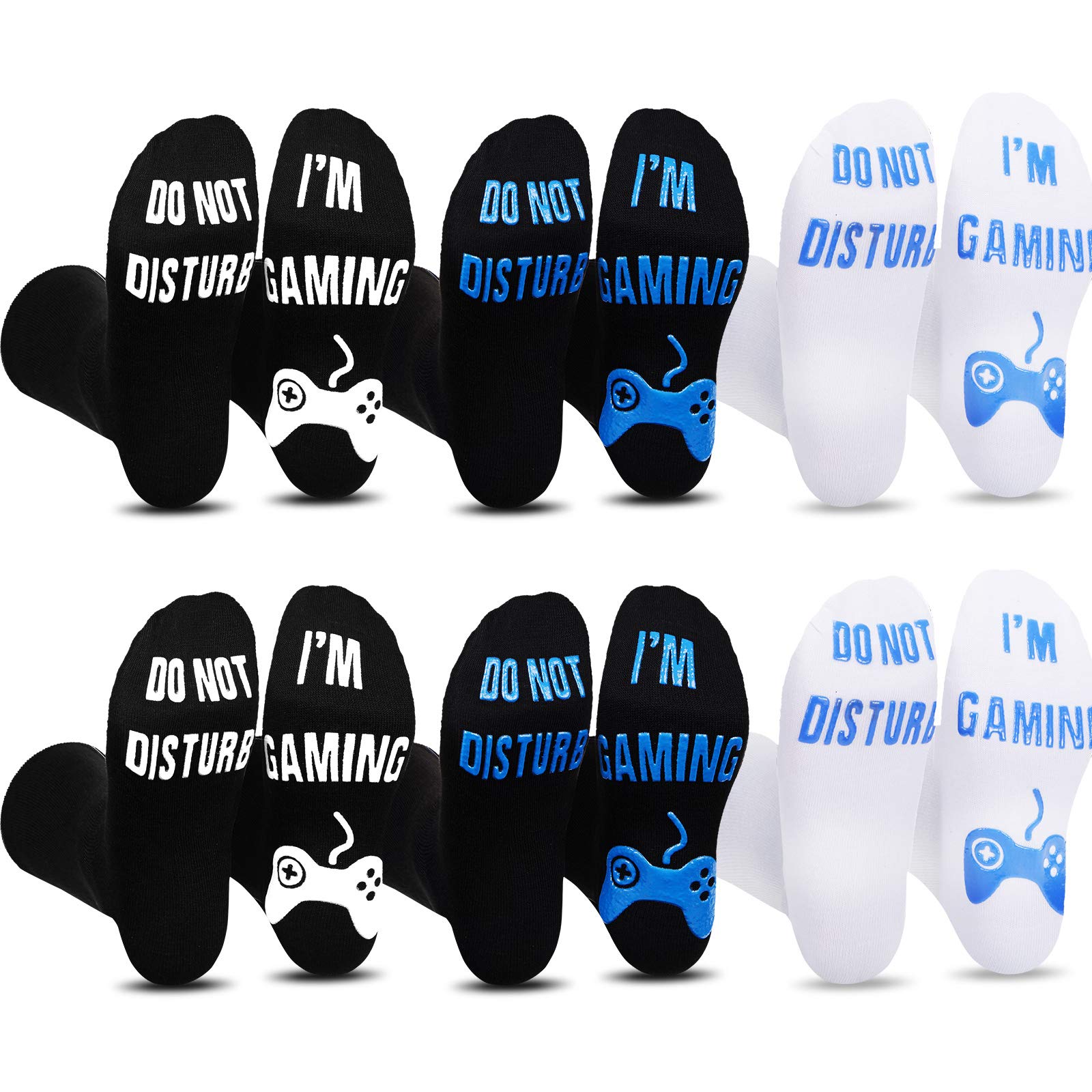 6 Pairs Funny Gamer Socks - Do Not Disturb I'm Gaming Novelty Socks for Men & Women - Non-Slip Comfortable Crew Socks - Perfect for Gamers, Esports, and Relaxing at Home