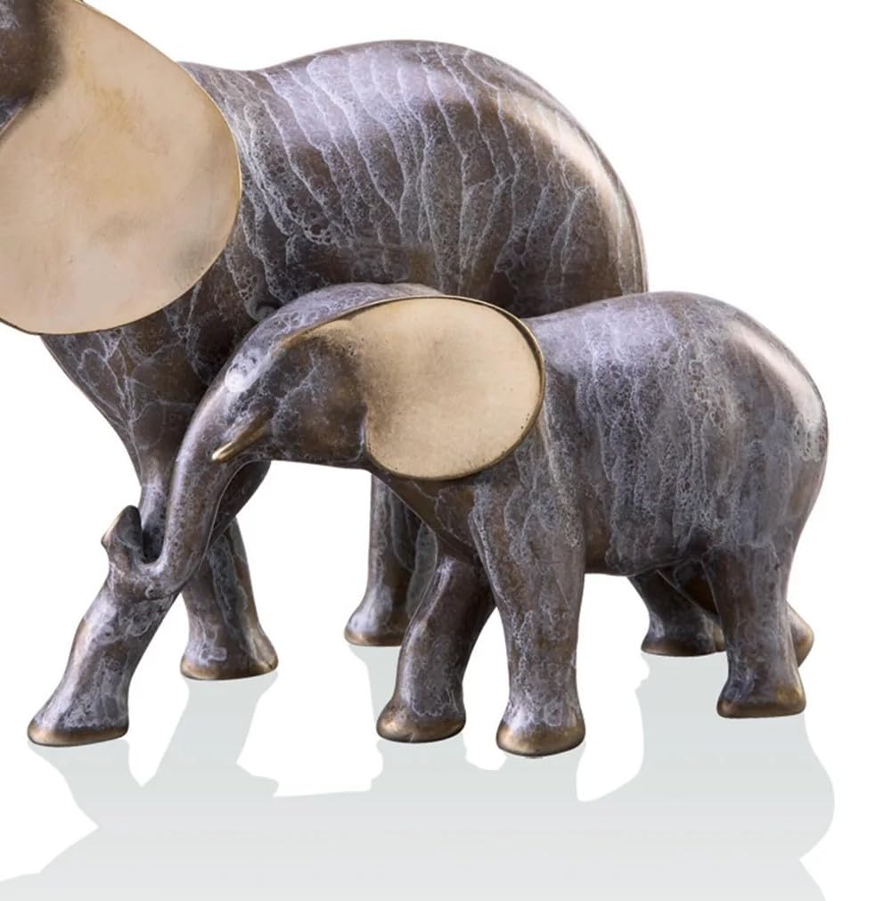 SPI Home 2 Piece Elephant Mama and Baby Figurine Set - Handcrafted Resin Elephant Statue Decor for Nursery, Baby Shower Gift & Home Decor - Perfect for Bookshelf, Living Room, or Nursery Display