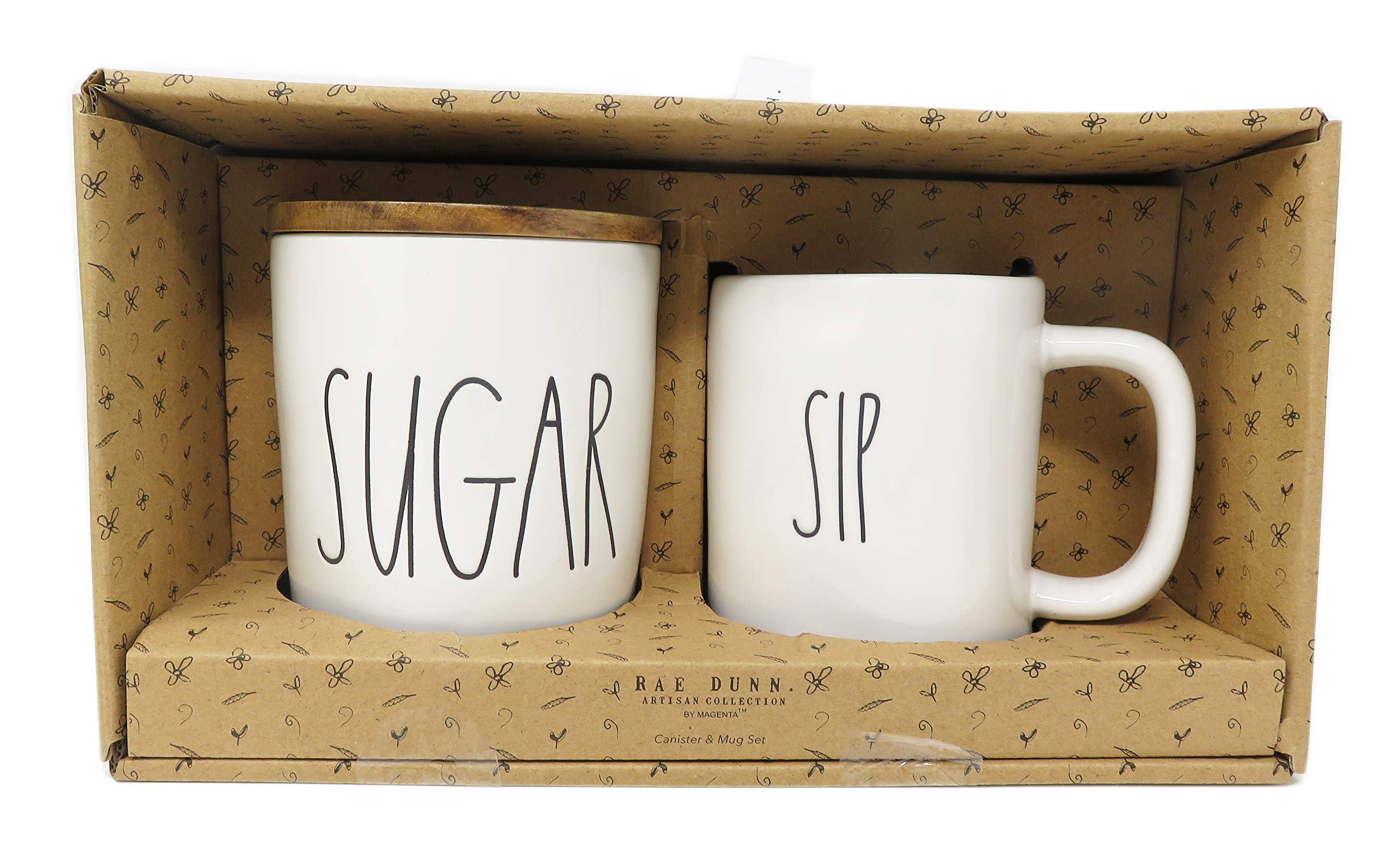 Rae Dunn Sugar Canister Set with Wood Lids - Airtight Kitchen Storage Containers for Sugar, Flour & Coffee - Perfect for Pantry Organization & Farmhouse Decor