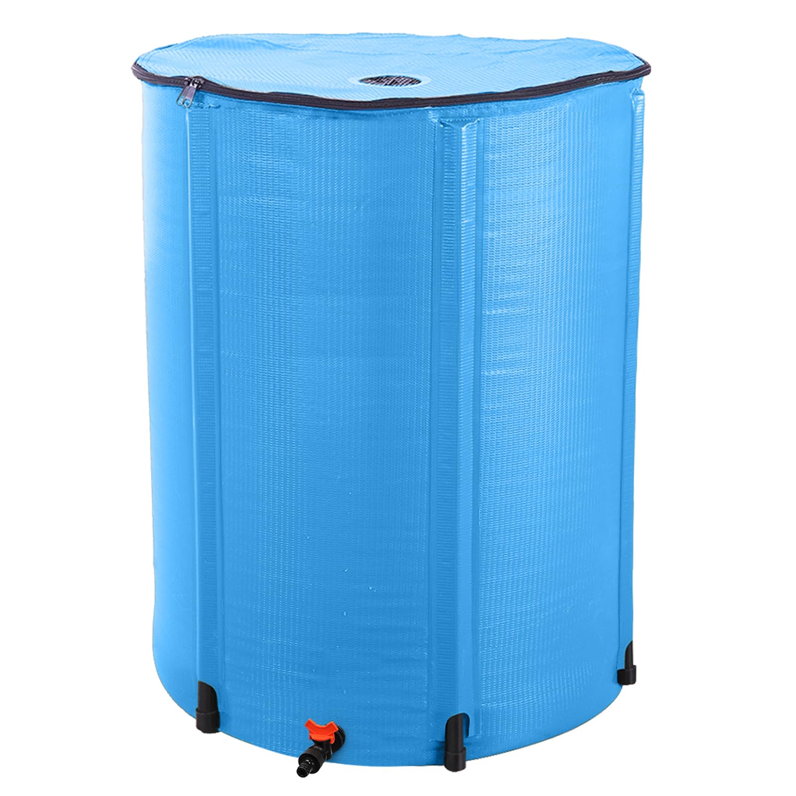 Volowoo 100 Gallon Collapsible Rain Barrel - Portable Water Storage Tank with Spigot, Filter & Overflow Kit - Blue Rainwater Collector for Garden, Lawn & Emergency Water Supply