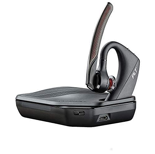 Poly 5200-UC Bluetooth Headset Bundle with Charging Case & Water-Resistant Carry Case - Renewed Wireless Headset for PC, Mac, Android | Perfect for Office Calls, Remote Work & Video Conferencing