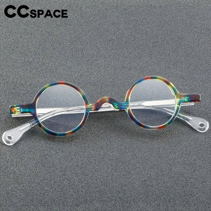 CCspace Unisex Full Rim Small Round Acetate Eyeglasses 56935 - Lightweight & Durable Frame for Reading, Work, and Everyday Use