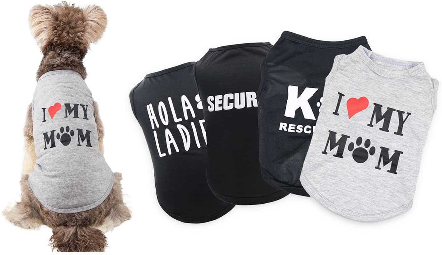 4 Pack Small Dog T-Shirts for Puppy Boys - Black Pet Clothes for Male Dogs | Perfect for Daily Wear, Outdoor Adventures & Photo Shoots