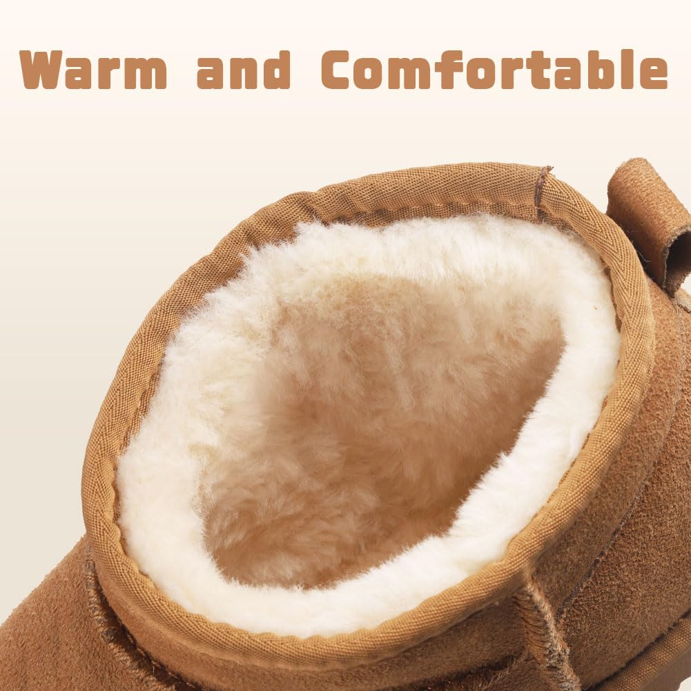 Women's Suede Ankle Boots - Winter Mini Fashion Boots with Fur Lining, Soft & Warm for Comfort | Perfect for Casual Outfits, Office Wear & Cold Weather Fashion