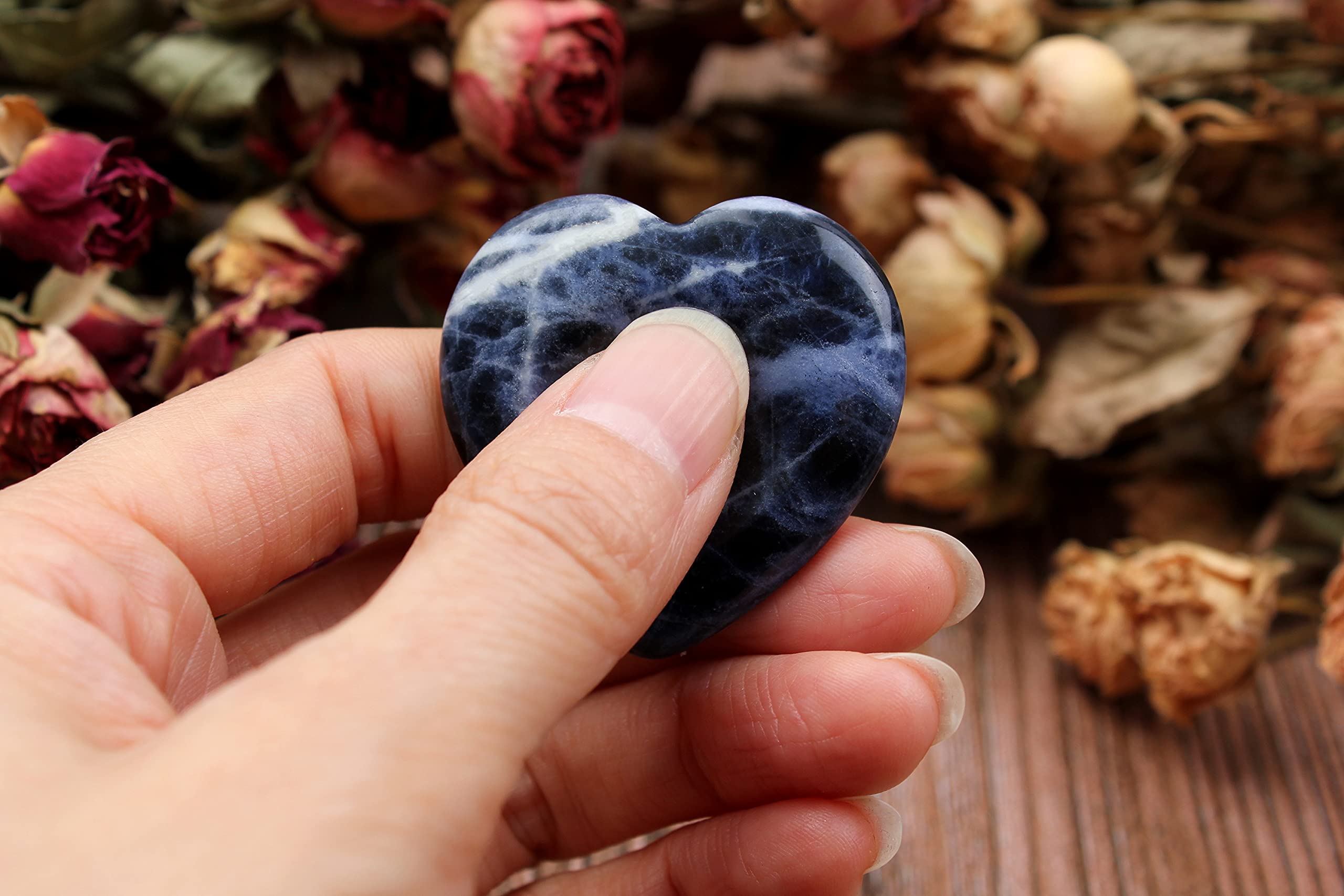 Healing Crystal Worry Stone for Meditation & Reiki - Blue Veins - Stress Relief & Focus