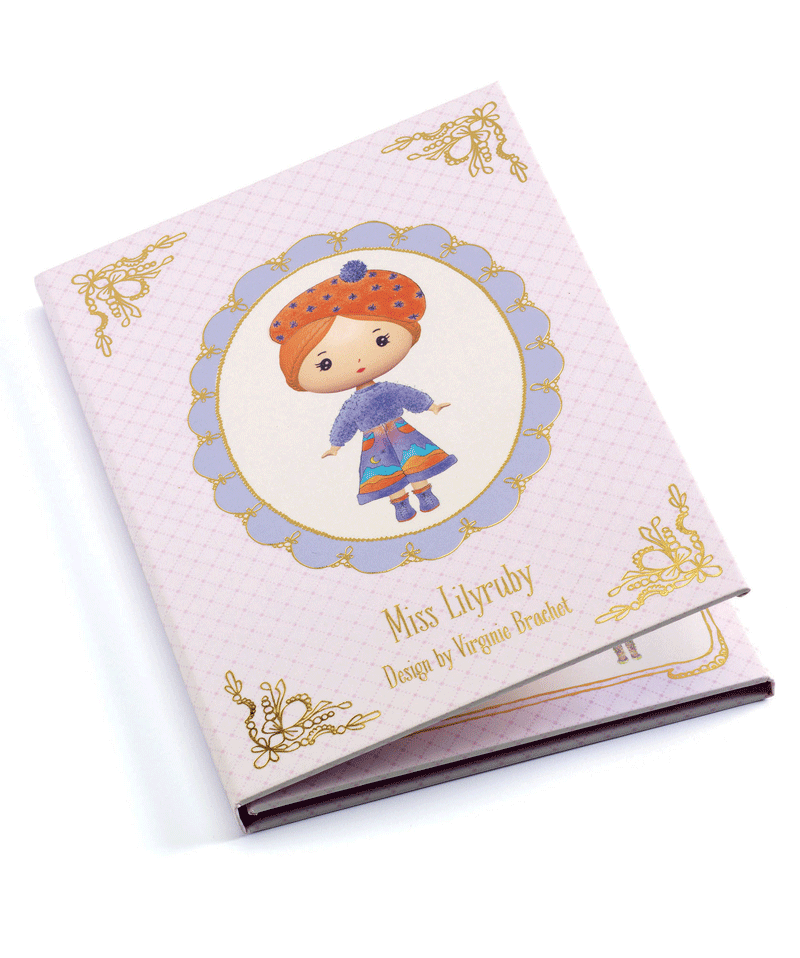 Miss Lilyruby Tinyly Reusable Sticker Book by Djeco - Creative Kids Activity for Travel, Learning & Play