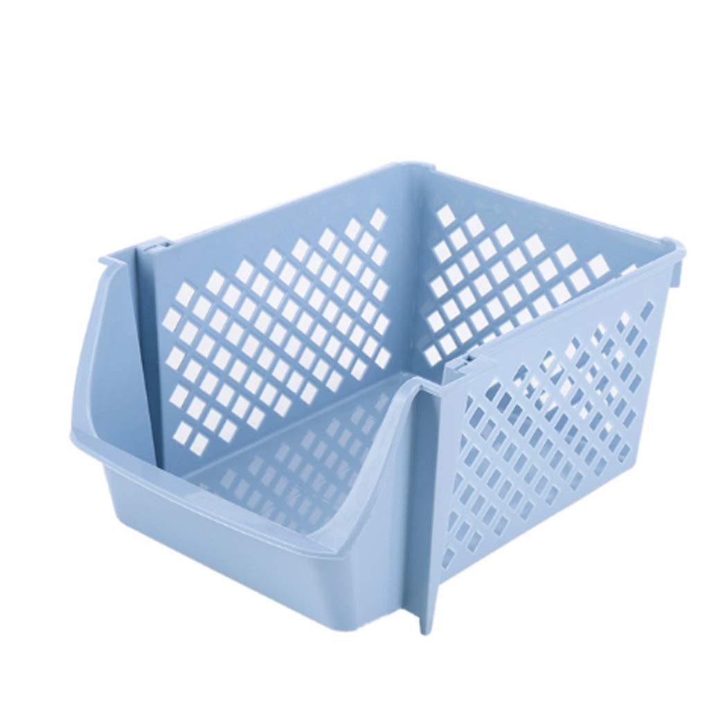 Stackable Plastic Storage Bins for Kitchen - Organize Vegetables, Fruits, Snacks, Toys & Toiletries | Durable Food Storage Containers with Handles (Blue) - Perfect for Pantry, Fridge & Bathroom Organization