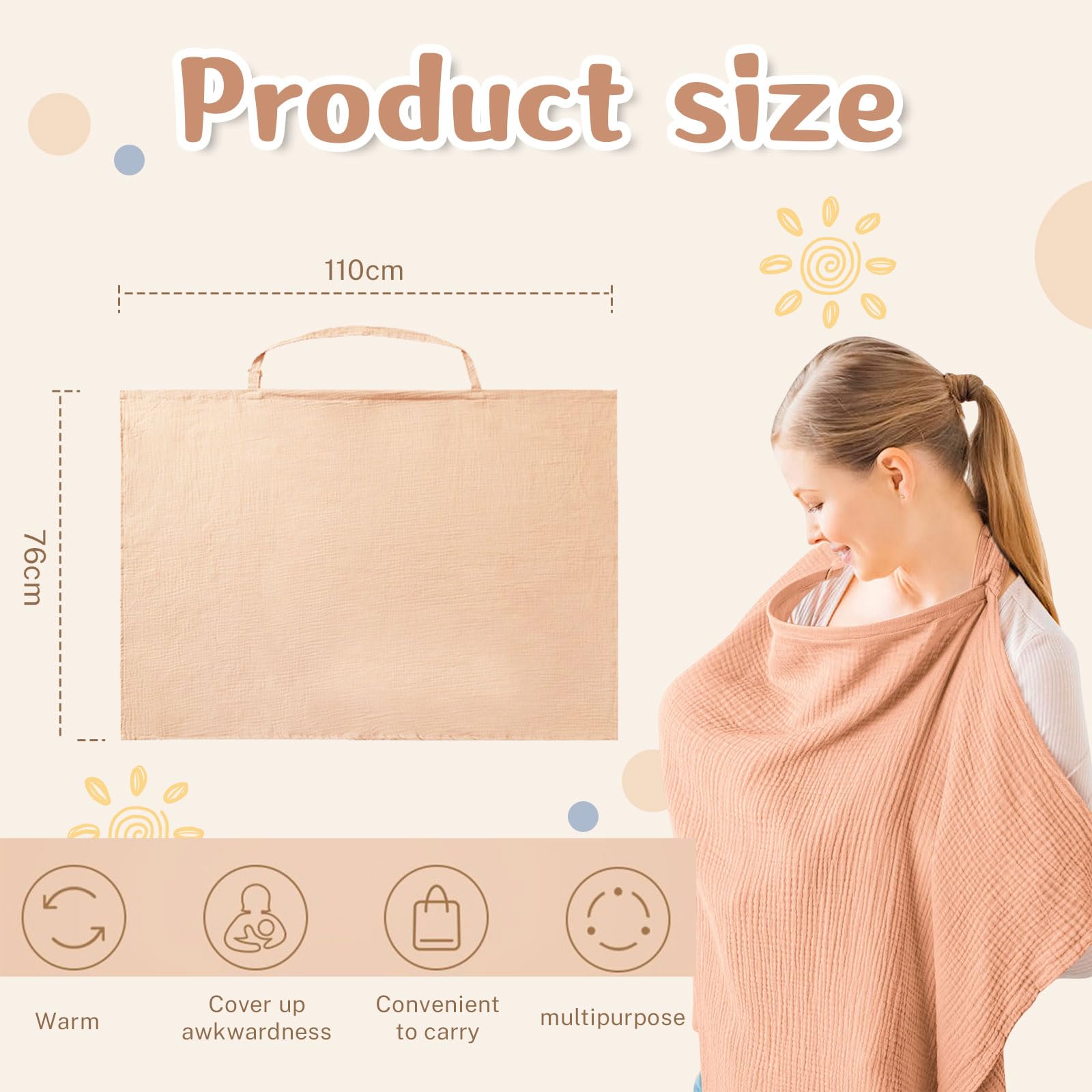 Goiern Nursing Scarf for Travel - Soft & Breathable Muslin Baby Nursing Cover - Lightweight Breastfeeding Shawl for Infants (Rose) - Perfect for On-the-Go Moms, Outdoor Feeding & Privacy