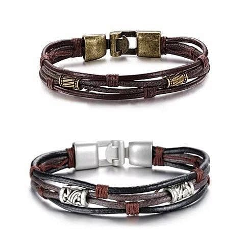 Genuine Leather Gemini Twin Bracelets with Antique Gold Metal Finish - Perfect for Matching Couple Jewelry, Friendship Gifts & Boho Fashion Accessories