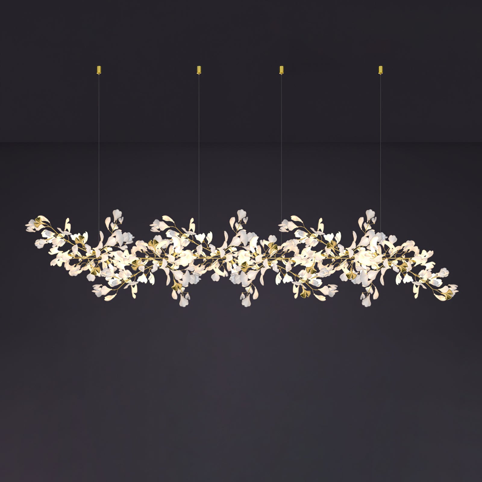 Elegant Ginkgo Leaf Chandelier - Handcrafted Bohemian Style Ceiling Light Fixture for Dining Room, Living Room & Bedroom Decor