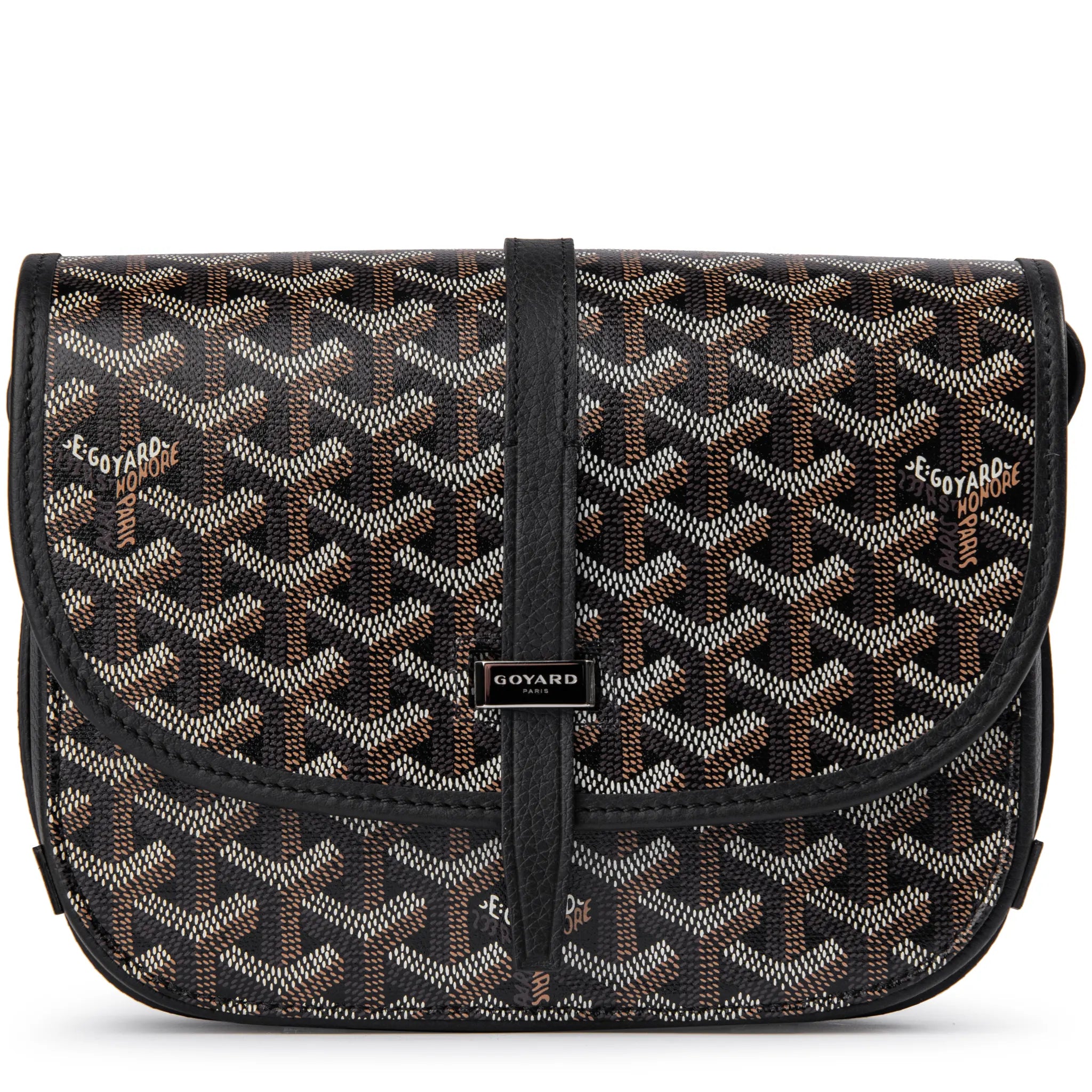 Goyard Goyardine Belvedere II Black PM Messenger Bag for Women & Men - Luxury Leather Crossbody Shoulder Bag for Travel, Work & Everyday Use
