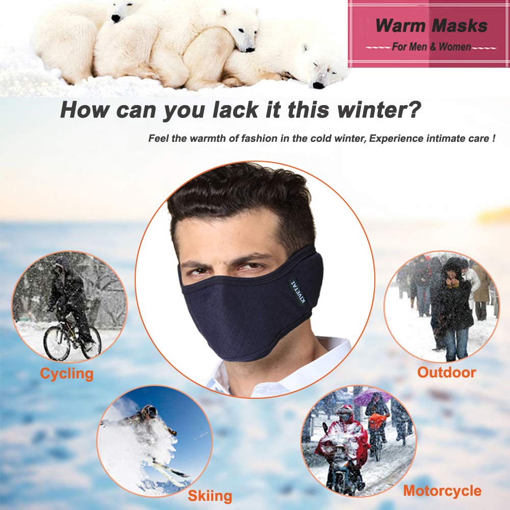 Adjustable Half Face Ski Mask with Earmuffs - Windproof Winter Warmer & Dust Protection for Adults - Perfect for Motorcycle Riding, Cycling, Skiing, Snowboarding & Hiking - Navy Blue Outdoor Sports Gear