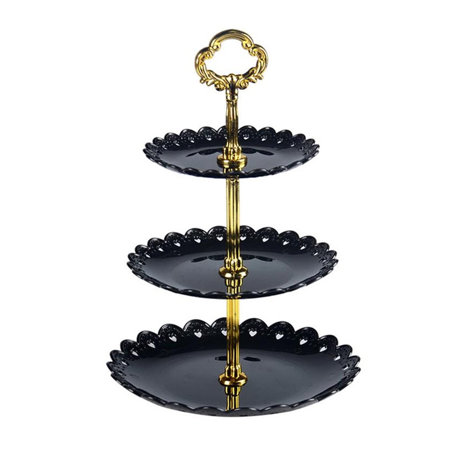 3-Tier Cake Stand for Wedding, Afternoon Tea & Party - Black Cake Plate Display for Desserts & Pastries - Perfect for Bakeries, Cafes & Home Use
