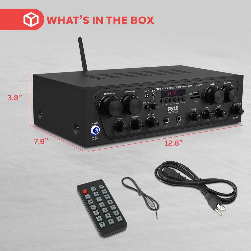 Wireless Bluetooth Home Audio Amplifier - High Power Stereo Receiver for Speakers, Home Theater & Multi-Room Music Streaming | Perfect for Parties, Living Room & Outdoor Entertainment