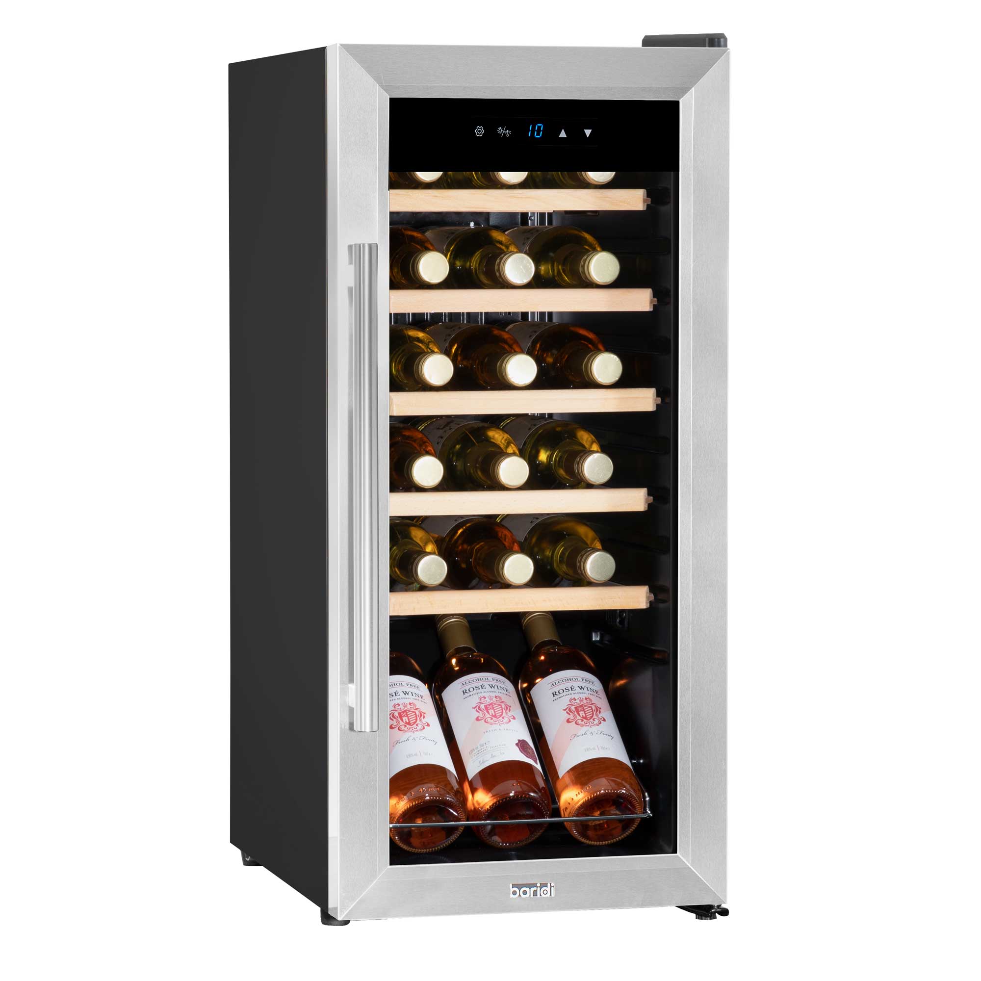 Baridi 18 Bottle Wine Cooler Refrigerator - Touch Screen Controls, LED Lighting, Stainless Steel Design - Perfect for Home Bars, Restaurants, and Wine Cellars - Model DH29