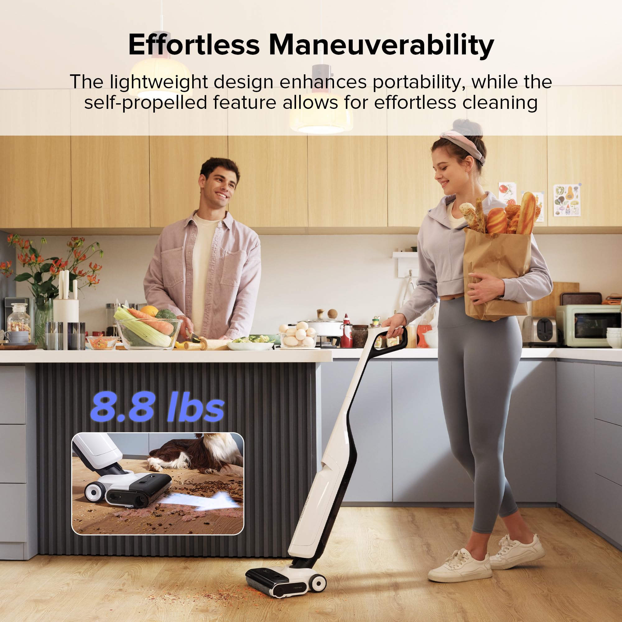 Roborock Flexi Lite Cordless Wet Dry Vacuum Cleaner - 17000Pa Powerful Suction, Lightweight Vacuum Mop with 180° FlatReach Design, Self-Cleaning & Hot Air Drying for Hardwood Floors - Perfect for Pet Hair, Spills & Daily Home Cleaning