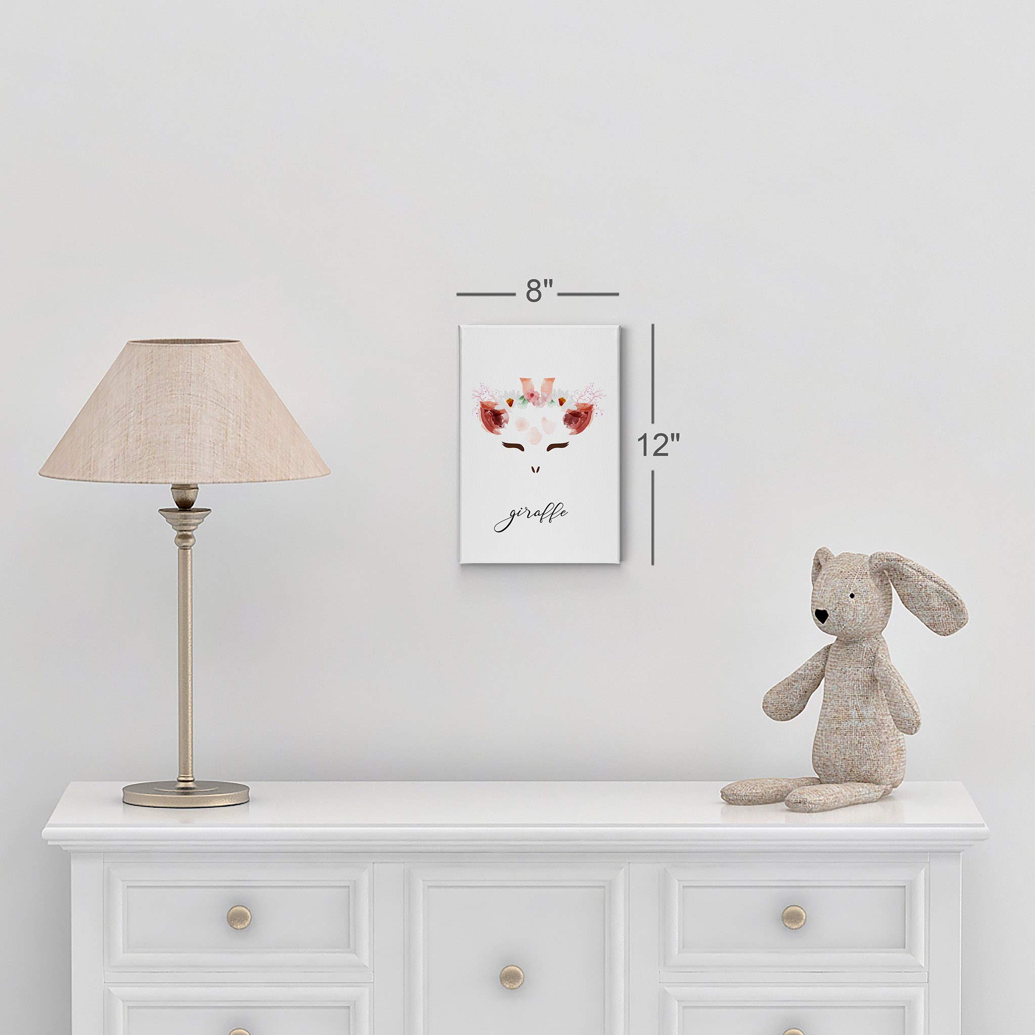 Smile Art Design Cute Giraffe Canvas Wall Art Print - 28x19 Inch Ready to Hang Nursery Decor, Kids Room Decor with White Background - Perfect for Baby Shower Gifts & Children's Bedroom Decoration - Made in USA