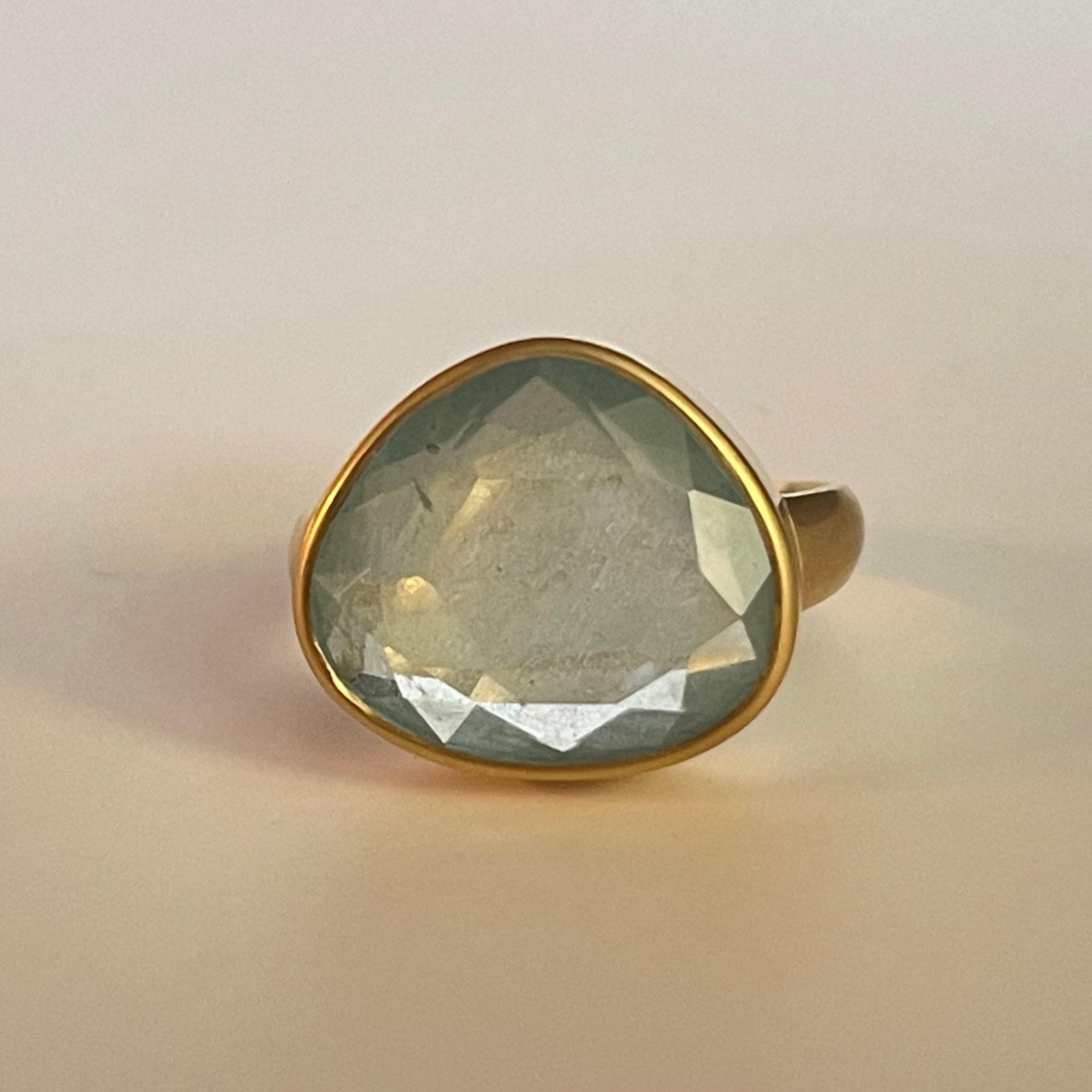 Aquamarine Greek Ring - Sterling Silver Blue Stone Jewelry for Women, Elegant Handmade Statement Ring - Perfect for Weddings, Parties & Everyday Wear