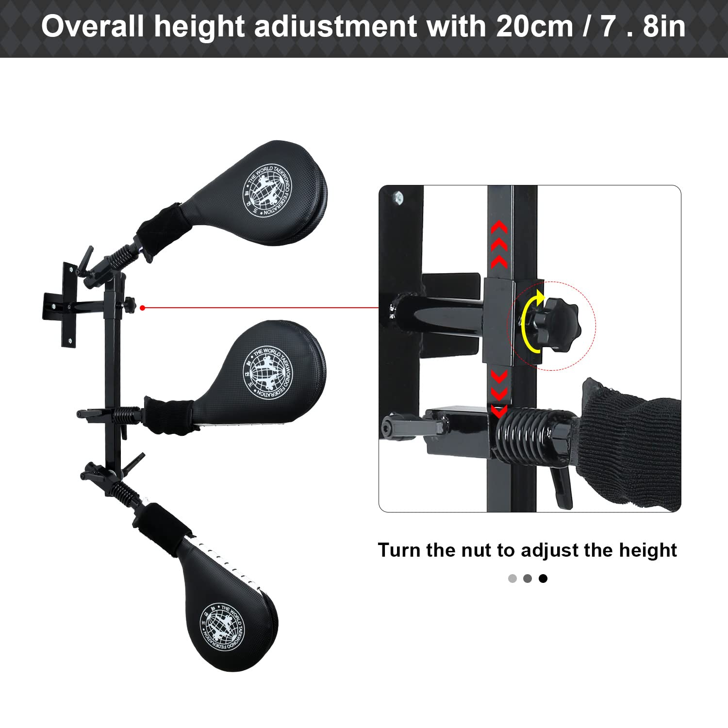 SYNTECSO 3-Pack Taekwondo Kick Pads with Wall Mount - Hands-Free Striking Targets for Karate, Kickboxing & Martial Arts Training - Perfect for Dojo, Home Gym & Combat Sports Practice
