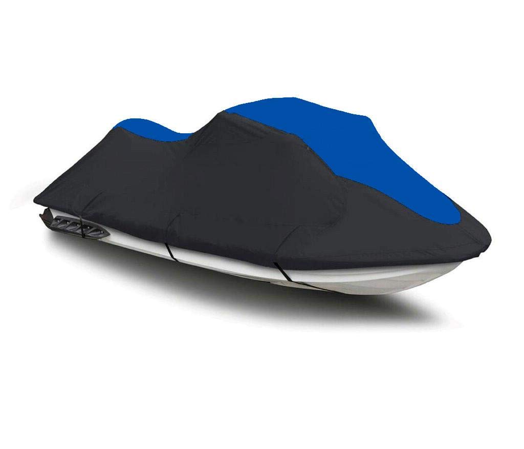 Heavy-Duty 600 Denier Waterproof Jet Ski Cover for Sea-Doo RX Di 2000-2003 Models | 2-Seater PWC Cover | Black/Blue | All-Weather Protection for Storage & Transport