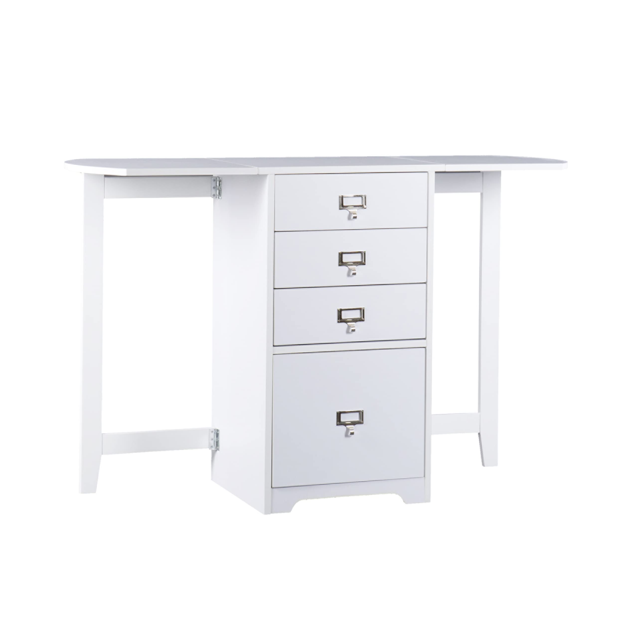 SEI Furniture Fold-Out Organizer Convertible Desktop Craft Desk - White | Space-Saving Home Office & Craft Station for Small Spaces | Perfect for Scrapbooking, Sewing & Remote Work