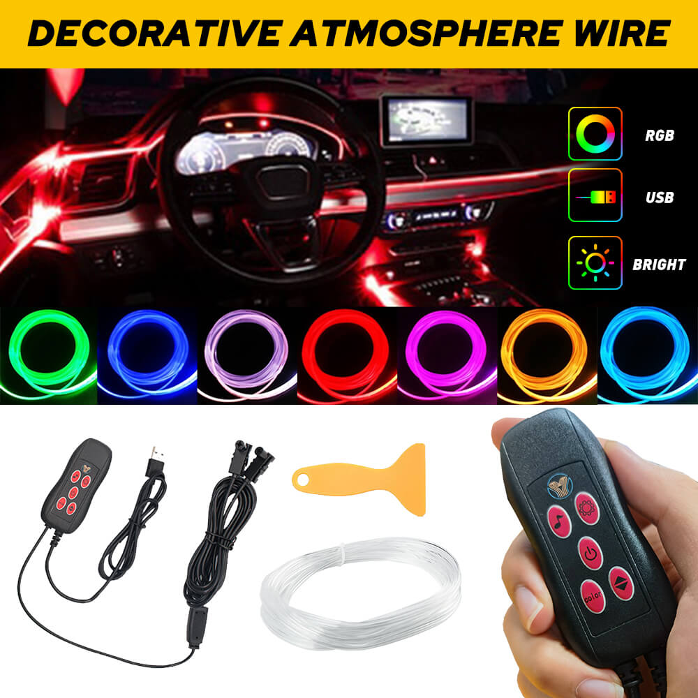 13.1FT LED Car Interior Atmosphere Strip Lights - Remote Controlled Auto Lighting for Cars, Trucks & SUVs - Perfect for Mood Lighting, Accent Decor & Night Driving