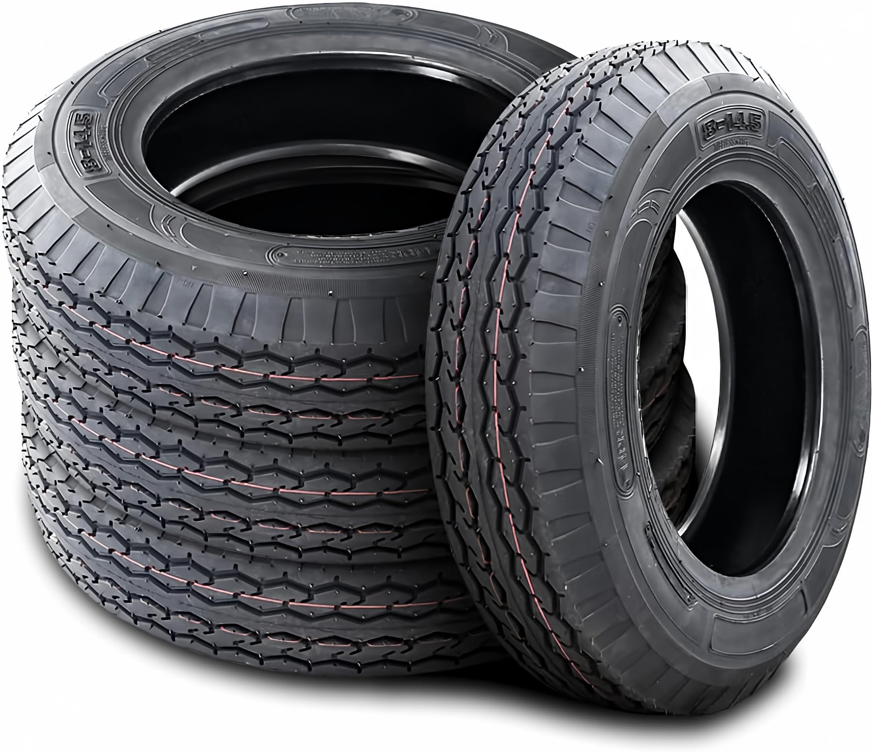 Premium Nama NM519 Trailer Tires - Set of 4, ST8-14.5 8X14.5 Load Range G LRG 14-Ply BSW Black Side Wall - Heavy Duty for RVs, Boat Trailers & Utility Trailers