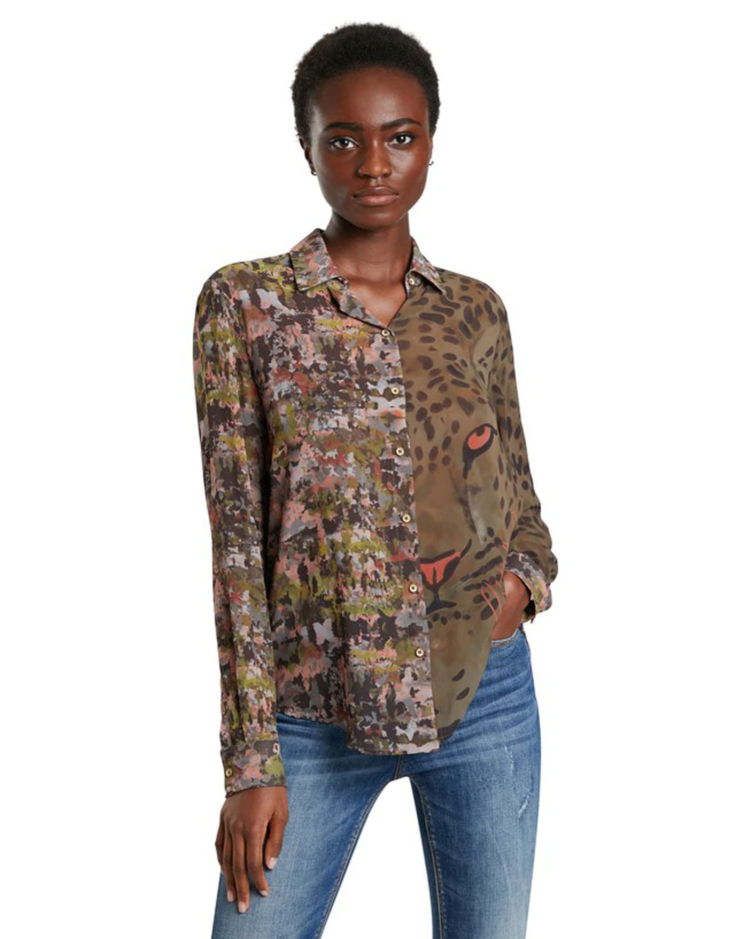 Desigual Women's Long Sleeve Woven Shirt - Stylish Casual Blouse for Work, Office & Everyday Wear | Comfortable & Fashionable Top for Women