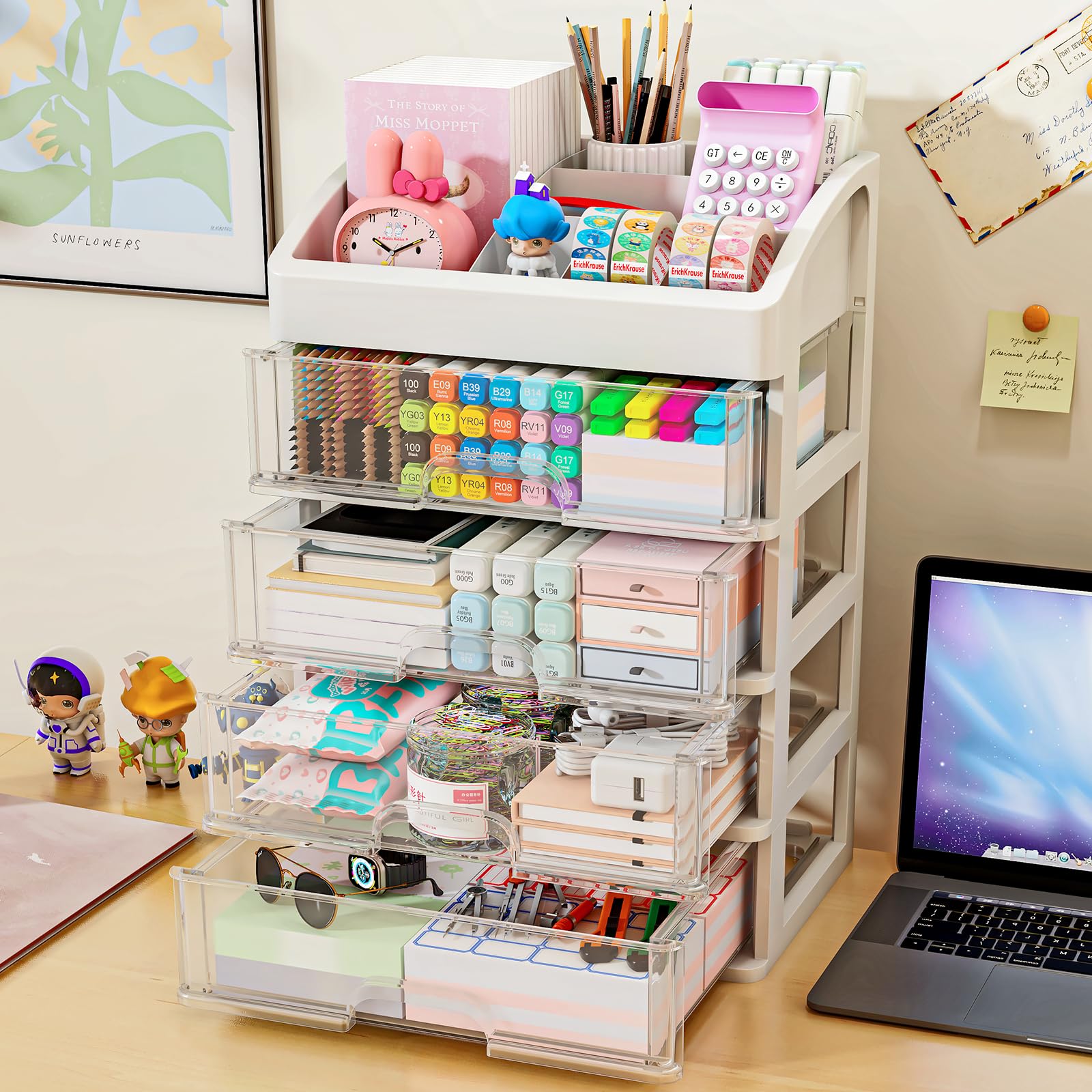 4-Drawer Desk Organizer for Office, School & Bathroom Storage