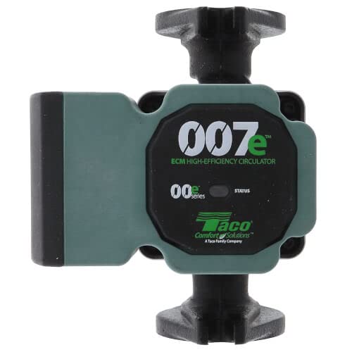 Taco 007e ECM High-Efficiency Cast Iron Circulator Pump with IFC, Standard Flange (120V, 60Hz, Single Phase) - Perfect for Hydronic Heating Systems and Hot Water Recirculation
