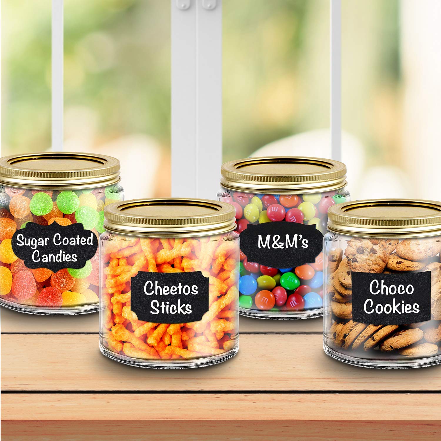 ArtCreativity 120-Pack Chalkboard Labels for Buckets & Jars - Includes Liquid Chalk Marker - Waterproof, Erasable & Reusable Stickers for Organizing Art Supplies, Pantry & Craft Rooms (Assorted Designs)