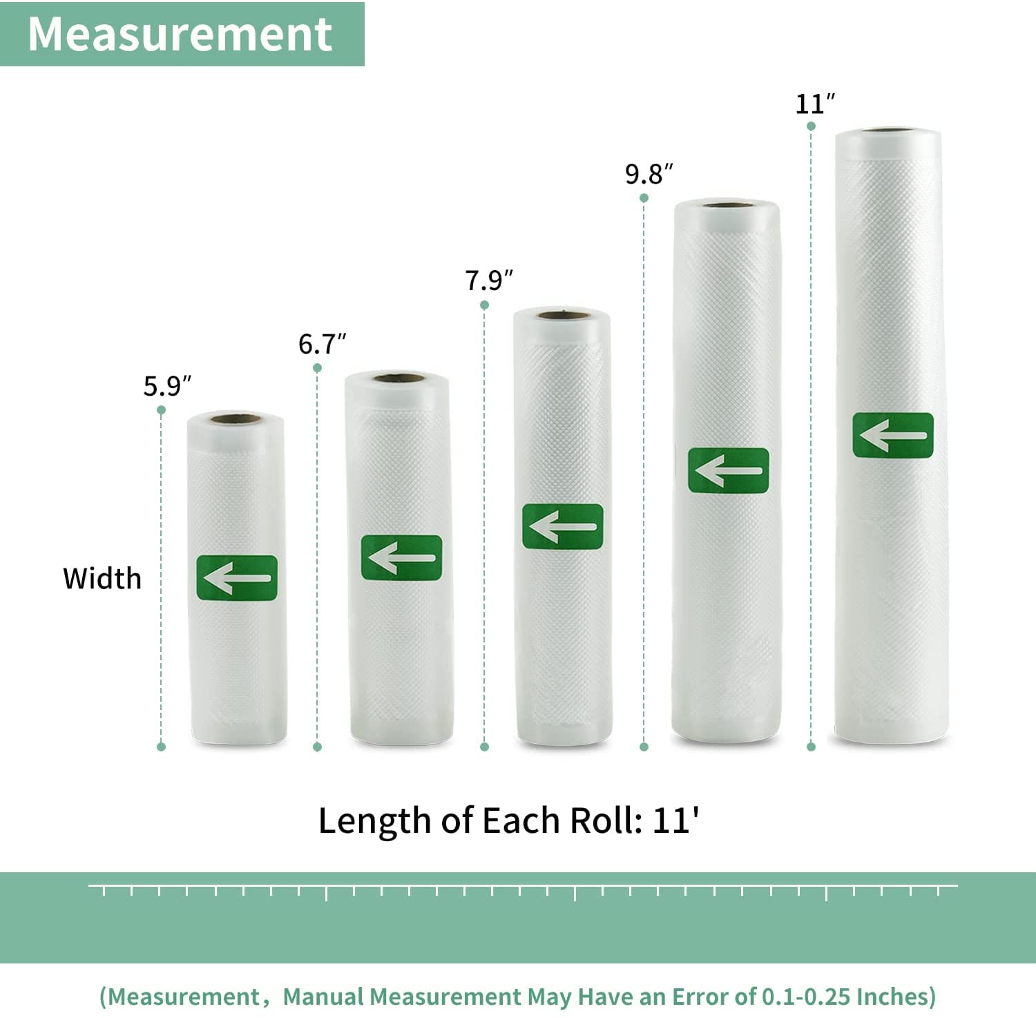 Commercial Grade Vacuum Sealer Bags - 5 Pack Food Storage Rolls (5.9